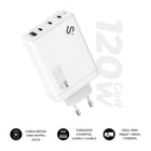 Carregador de parede Subblim GaN 120W - 4 portas (3xUSB-C + 1xUSB-A) - Carregamento ultrarrápido - Cor branca - Subblim SUBCHG-6G1204