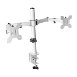 Mars Gaming MARM2 Soporte Monitor Dual - Brazos Articulados - Gestion de Cableado - Ajuste de Altura - Estructura Robusta - Rotacion 360º - Color Blanco - Mars Gaming 294702