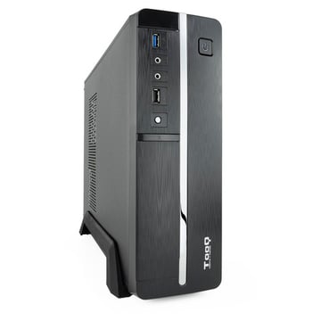 Tooq Micro ATX, Mini ITX Slim Case - Fonte de alimentação 500W - 1x HDD3.5 + 1x SDD2.5 + 1x HDD5.25 - USB-2.0, USB 3.0, Microfone - Preto - Tooq TQC-3005U3