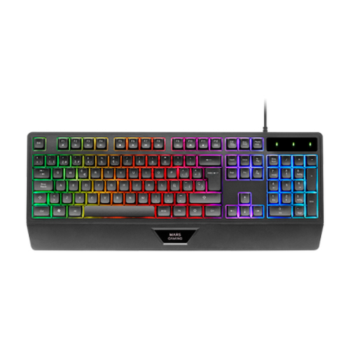 MARS GAMING MK124 H-MECH ERGONOMIC FULL KEYBOARD INTEGRATED PALM REST FRGB RAINBOW LIGHTING ADVANCED ANTI-GHOSTING MULTI-PLATFORM CO - Mars Gaming MK124PT