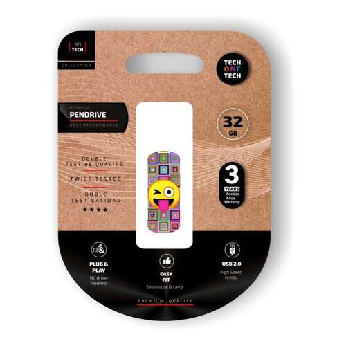 TechOneTech Clip Tech Emoji Wink USB Flash Drive 2.0 32GB (Flash Drive) - TechOneTech TEC4402-32