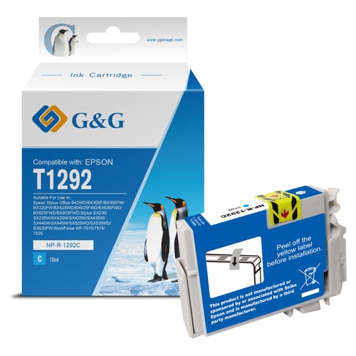 G&G Epson T1292 Cião/Azul Cartucho de Tinta Compatível, 10 ml - Tinteiro Compatível C13T12924012