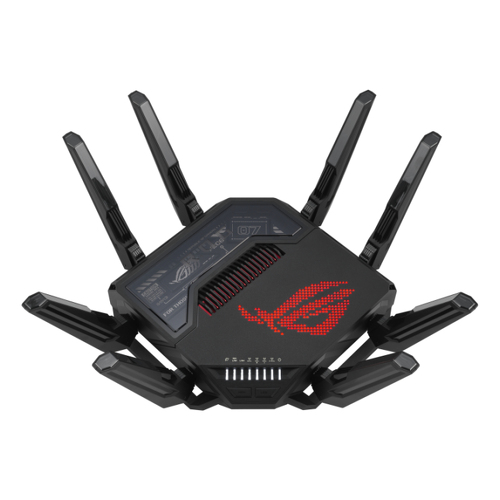 ROG Rapture GT-BE98 Quad-band WiFi 7 AiMesh Extendable Gaming Router, 25Gbps, 320MHz, 4K-QAM, Dual 10G Ports, Quad 2.5G Ports, Subscription-free Network Security, VPNs, 4G LTE/5G Mobile Tethering - Asus 90IG08F0-MO9A0V