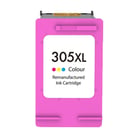 Cartucho de tinta colorido remanufaturado HP 305XL - Mostra o nível de tinta - Substitui 3YM63AE/3YM60AE - HP HI-305XLCMY