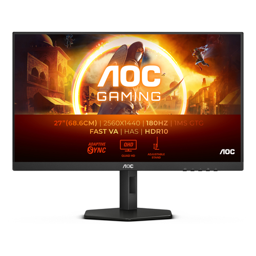 AOC MONITOR VA 27" 16:9 QHD 1MS 180HZ HDMI DP HAS PIVOT Q27G4XN - AOC Q27G4XN