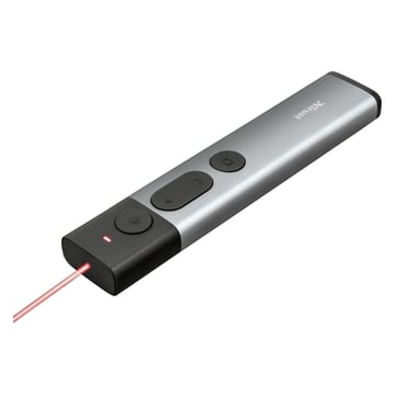 Apontador laser sem fios Trust Kazun - 4 botões - Alcance operacional 30 m - Laser vermelho - Alumínio - Trust 23333