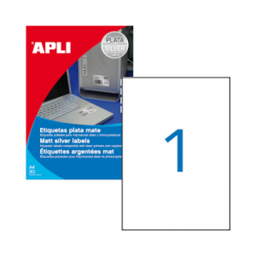 Etiquetas Resistentes 210x297mm 20Fls Poliester Matte Apli 20un - APLI APL1228