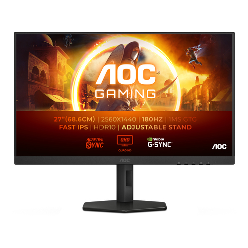 AOC MONITOR IPS 27" 16:9 QHD 1MS 180HZ HDMI DP HAS Q27G4XF - AOC Q27G4XF