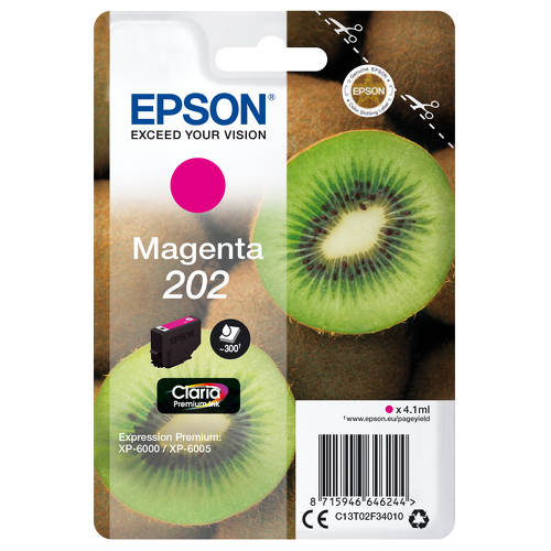 Tinteiro EPSON 202 Magenta + Alarme RF - Expression Premium XP-600x/610x - Epson C13T02F34020