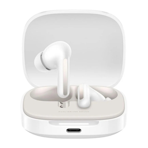 Auscultadores Xiaomi Redmi Buds 6 Bluetooth 5.4 - Microfone incorporado - Som surround de 360° - Cancelamento de ruído - Bateria com autonomia até 10h - Resistência à água IP54 - Controlo tátil - Cor branca - Xiaomi BHR9250GL