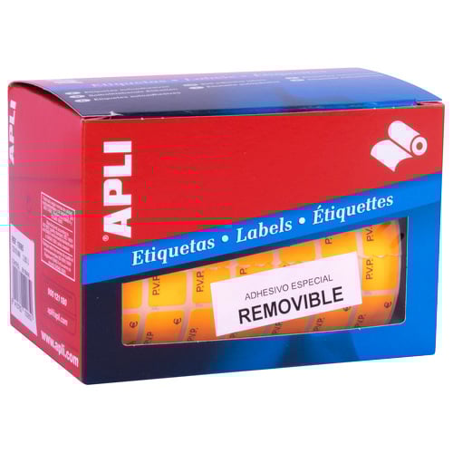 Rolo de Etiquetas PVP Apli Laranja Fluorescente Removível 12.0 x 18.0mm - APLI 207931
