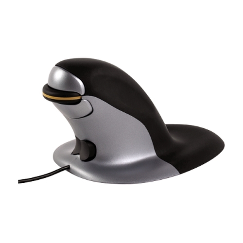 Fellowes Penguin Ergonomic Vertical Ambidextrous Corded Mouse - Posicionamento ergonómico e natural - 1200dpi - Tamanho M - Fellowes 9894601