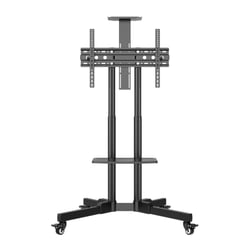 Unykach Soporte de Suelo con Ruedas para Pantallas 32"-75" - Bloqueo de Ruedas - Dos Bandejas - Peso Max 45Kg - VESA 600X400mm - Color Negro - Unykach 302437