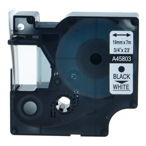 Fita de etiquetas genérica Dymo D1 45803 para impressora de etiquetas - Texto preto sobre fundo branco - Largura 19 mm x 7 metros - Substitui S0720830 - DYR-45803