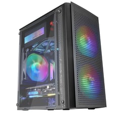 MARS GAMING MC300 MICRO-ATX CASE, 3X 120MM FRGB FAN, WINDOW, FRONT MESH, BLACK - Mars Gaming MC300