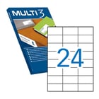 Multi3 Embalagem de 12.000 etiquetas brancas com rebordo reto, tamanho 70,0X37,0mm, com adesivo permanente para múltiplas utilizações - Multi3 199566
