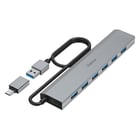 Hub HAMA USB 7 Ports, USB 3.2 Gen 1, 5 Gbit/s, incl. USB-C Adapter and PSU - Hama 00200137
