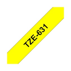 Fita Laminada 12mmx8mts Fundo Amarelo / Texto Preto - Brother BROTZ631
