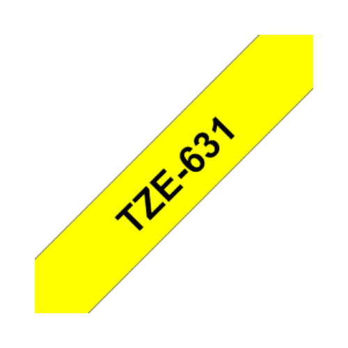 Fita Laminada 12mmx8mts Fundo Amarelo / Texto Preto - Brother BROTZ631