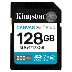 128GB SDXC Canvas Go Plus Gen4 200MB/s C10 UHS-I U3 V30 - Kingston SDG4/128GB