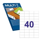 Multi3 Embalagem de 20.000 etiquetas brancas com rebordo reto, tamanho 52,5X29,7mm, com adesivo permanente para múltiplas utilizações - Multi3 199626