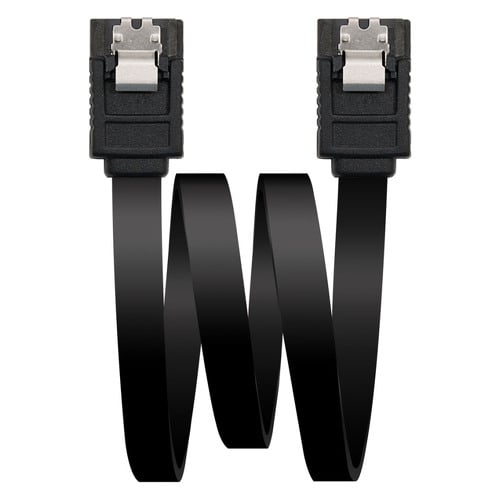 Cabo de dados nanocabo SATA III 6 Gbps com âncoras 0,50 m - Cor preta - Nanocable 10.18.1001-BK
