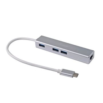 Concentrador Equip USB-C com 3x USB 3.0 e adaptador Gigabit - Velocidade até 5Gbps - Caixa de alumínio - Equip 133481