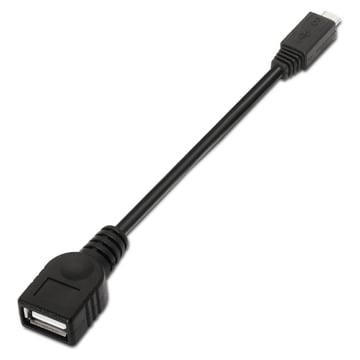Cabo Aisens USB 2.0 OTG - Tipo Micro B Macho-A Fêmea - 15cm - Preto - Aisens A101-0031