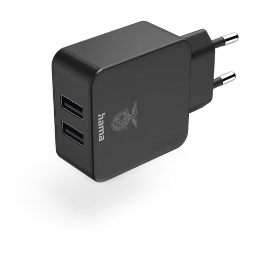 Carregador USB-A 2 Portas 12W Benfica Preto - Hama HAM211243