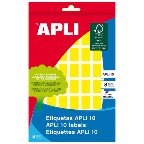 Etiquetas Apli 10 Amarelas 12 x 18mm 8 Folhas - APLI 208026