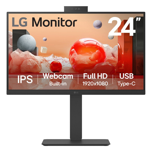LG MONITOR IPS 24" (23.8") 16:9 FHD HDMI DP USB-C COLUNAS WEBCAM PIVOT 24BA850-B - LG 24BA850-B.AEU