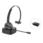 Auscultadores mono Bluetooth da Conceptronic com microfone rotativo e flexível - Cancelamento de ruído - Almofada para os ouvidos - Adaptador USB-C para USB-A - Conceptronic POLONA03BD