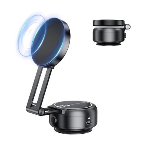 Suporte automotivo para smartphone XO C166 - Sucção elétrica - Bateria integrada - Braço telescópico - Suporte magnético - Preto - XO XOC166