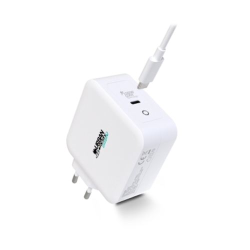 Carregador de parede Urban Factory Cyclee 100 W GaN USB-C - Design ecológico - Cabo USB-C/USB-C de 2 m - Branco - Urban Factory GSC10UF