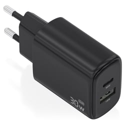 Aisens Carregador GaN 30W 1xUSB-C PD3,0 QC4,0 1xUSB-A QC3,0 Preto - Aisens A110-0978