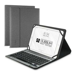 Teclado Subblim Bluetooth - Universal 9-10,1" - Design ultra fino - Suporte ajustável - Acesso a todas as funções - Sistema magnético - Robusto e adaptável - Sem fios - Bluetooth - Cinzento - Subblim 234537