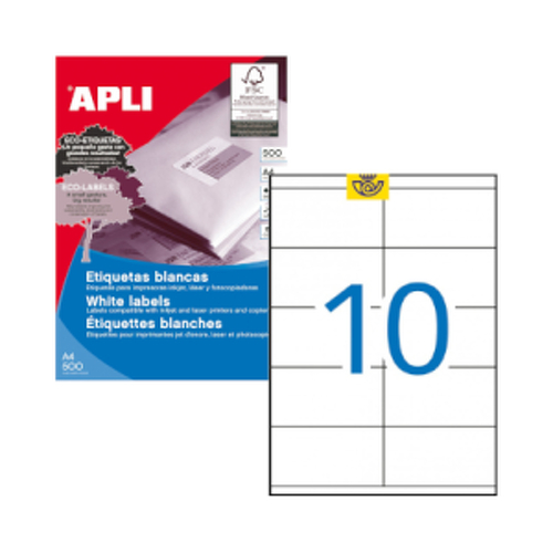 Etiquetas 105x057mm 500Fls A4 Apli 1000un - APLI APL10564