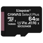 MicroSD Kingston Canvas Select Plus 64GB class10 UHS-I SDHC(100MB/s-85MB/s) - Kingston SDCS2/64GB