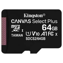 MicroSD Kingston Canvas Select Plus 64GB class10 UHS-I SDHC(100MB/s-85MB/s) - Kingston SDCS2/64GB