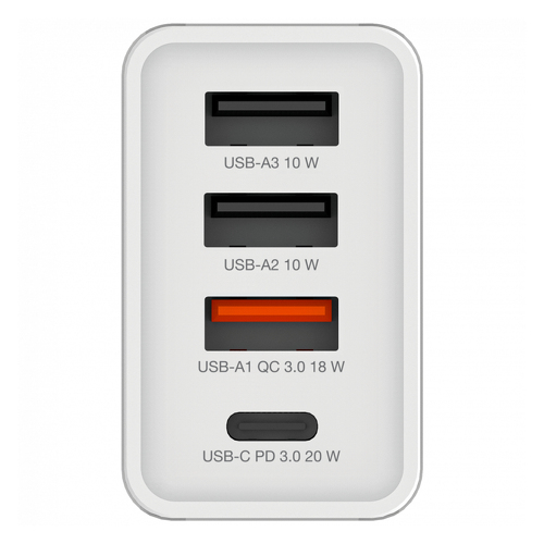 VERBATIM CARREGADOR 30W 1x USB-C PD 1xUSB-A QC 3 2xUSB-A WHITE - Verbatim 49701