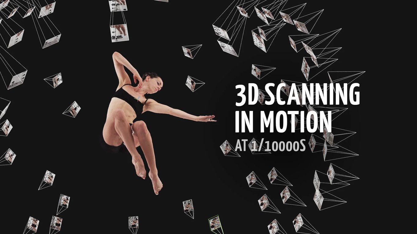 Scan 3D d'une danseuse en mouvement avec des flashs haute vitesse