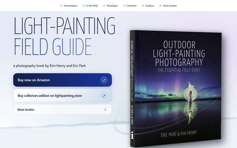 lightpaintingbooks.com homepage screenshot