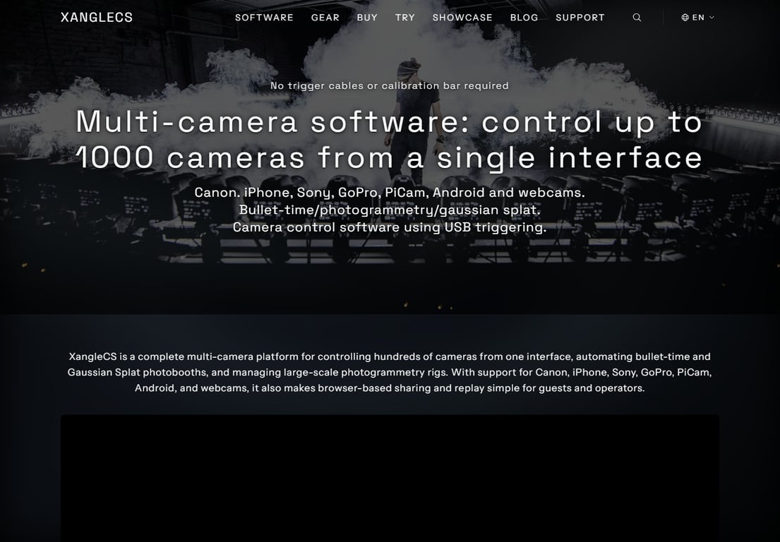 Xangle Camera Server website homepage