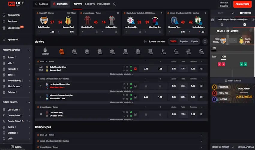 Como acompanhar jogos e partidas ao vivo com a N1Bet Sports 1