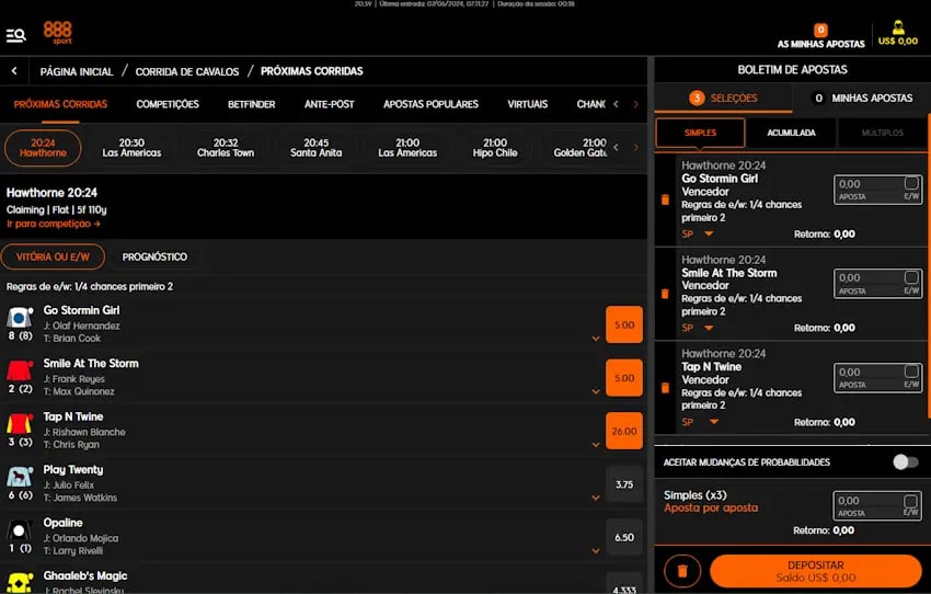 Como apostar online em corridas de cavalos na 888Sport 1
