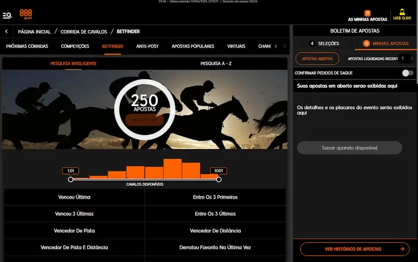 Como apostar online em corridas de cavalos na 888Sport