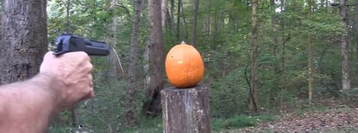 Carving a pumpkin with a gun; hickok45 does it right!