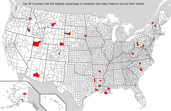 Top 30 – America’s Most Heavily Armed Counties On A Map; You May Be Surprised