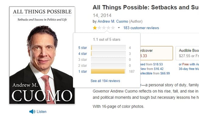 Andrew Cuomo’s New Book: All Things Possible; Including The Worst Book Reviews In History