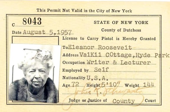 Eleanor Roosevelt Had Her NYS Pistol Permit; And They Still Look The Same Over 50 Years Later